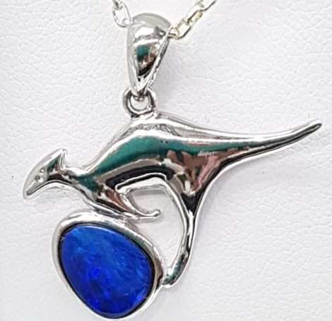 Sterling Silver Opal Kangaroo Pendant on Sterling Silver Chain