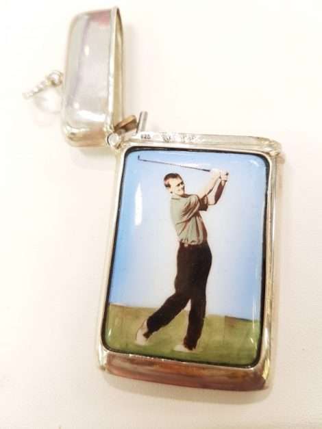 Sterling Silver and Enamel Golfing Vesta Case - New