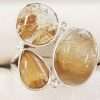 Sterling Silver Rutilated Quartz Chunky Cluster Ring