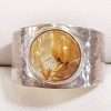 Sterling Silver Round Rutilated Quartz in Wide Band Ring