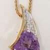 9ct Gold Amethyst and Diamond Pendant on 9ct Chain