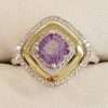 9ct White Gold Amethyst and Diamond Ring - Square