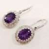 9ct Gold Amethyst and Diamond Drop Earrings