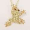 9ct Gold Peridot and Rhodolite Garnet Frog Pendant on 9ct Chain