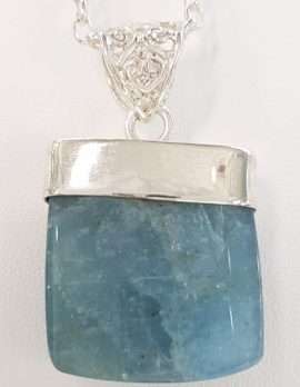 Sterling Silver Aquamarine Pendant on Chain