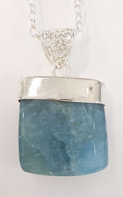 Sterling Silver Aquamarine Pendant on Chain