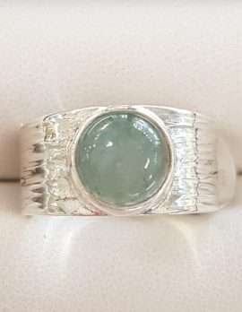 Sterling Silver Cabochon Aquamarine Wide Ring
