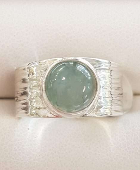 Sterling Silver Cabochon Aquamarine Wide Ring