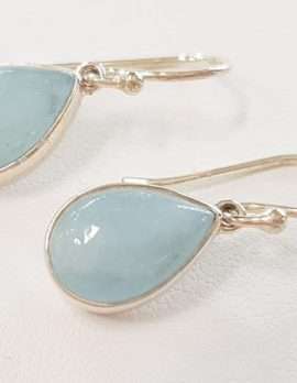 Sterling Silver Aquamarine Teardrop Earrings