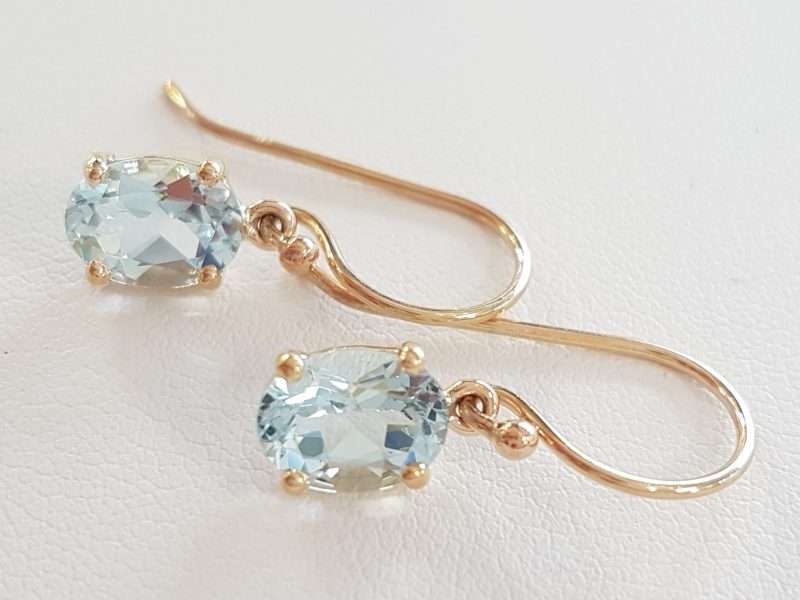 20200303_175654 9ct Yellow Gold Aquamarine Oval Drop Earrings