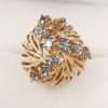 14ct Yellow Gold Ornate Topaz Round Cluster Ring