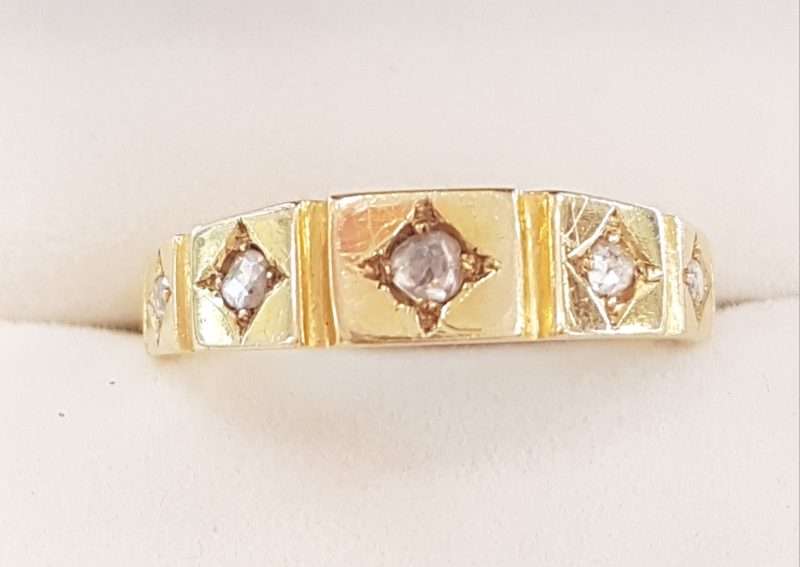18ct Yellow Gold Rose Cut Diamond Bridge Set Ring
