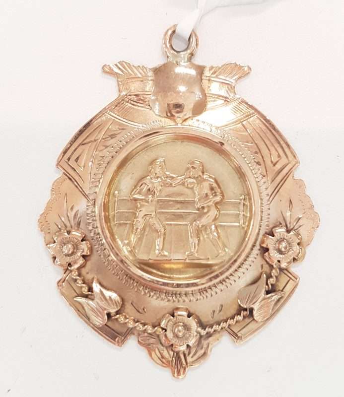 9ct Rose Gold Large "1921 Light Weight Contest" Boxing Medallion Fob Pendant