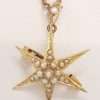 15ct Yellow Gold Seedpearl Star Brooch/Pendant on 9ct Gold Chain - Antique / Vintage