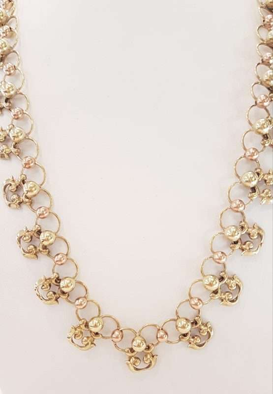 14ct Yellow & Rose Gold Ornate Collier Necklace - Antique / Vintage Handmade : Horwath-Macho Vienna