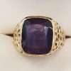 9ct Yellow Gold Large and Heavy Gents Ring - Purple Stone
