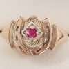 9ct Rose Gold Horseshoe Ring with Ruby