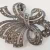 Sterling Silver Vintage Marcasite Large Ornate Bow Brooch