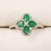 9ct White Gold Natural Emerald and Diamond Cluster Ring