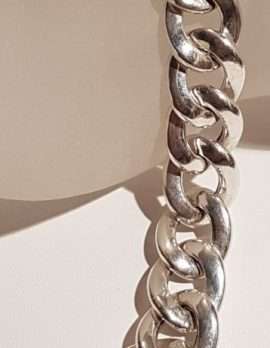 Sterling Silver Large / Wide Flat Curb Link Bracelet