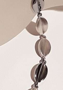 Sterling Silver Leaf Design Bracelet with Black