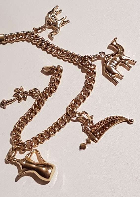 18ct Yellow Gold Egyptian Charm Bracelet 5 Charms