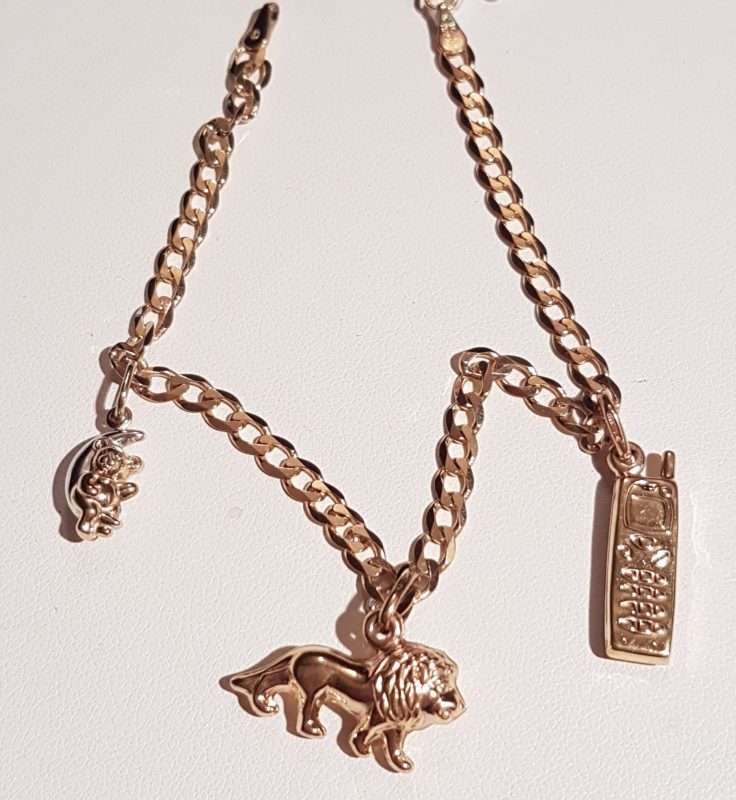 9ct Gold Charm Bracelet - 3 Charms