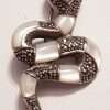 Sterling Silver Marcasite & Mother of Pearl Snake Brooch