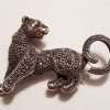 Sterling Silver Marcasite Cat Brooch with Garnet - Puma / Jaguar