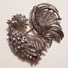 Sterling Silver Mother of Pearl and Marcasite Rooster Brooch