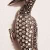 Sterling Silver Marcasite & Mother of Pearl Woodpecker Bird Brooch