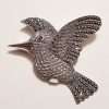 Sterling Silver Marcasite Large Bird / Hummingbird with Garnet Eye Brooch