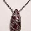 Sterling Silver Marcasite with Purple Enamel Ornate Pendant on Sterling Silver Chain