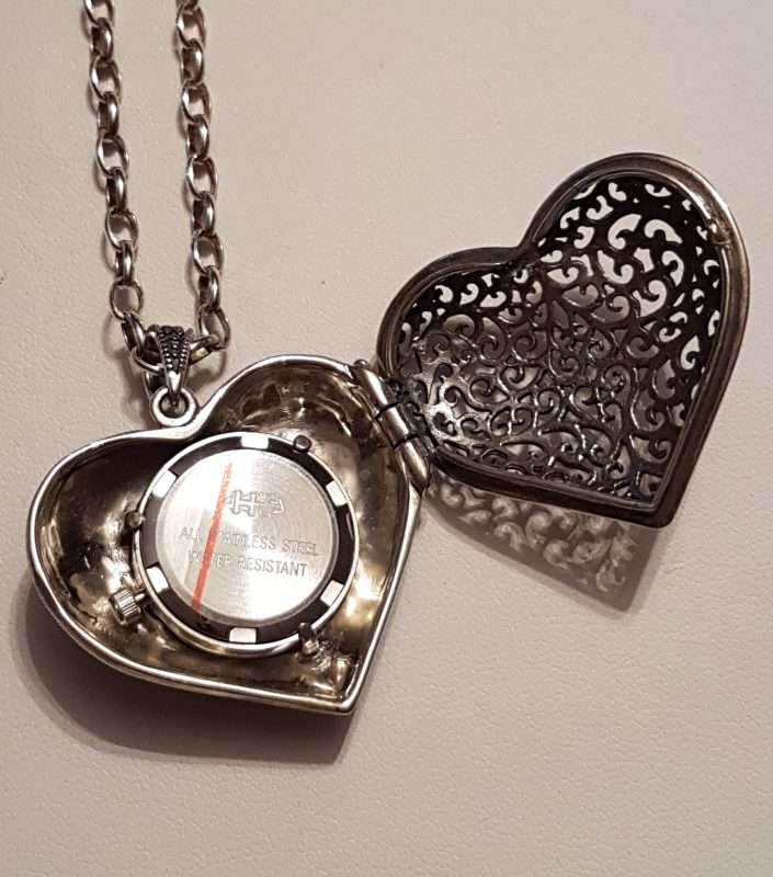 20200404_115101 Sterling Silver Marcasite Heart Shaped Watch Pendant on Sterling Silver Chain