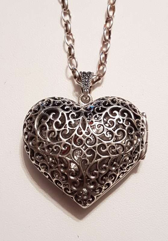 20200404_115126 Sterling Silver Marcasite Heart Shaped Watch Pendant on Sterling Silver Chain