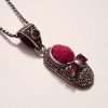 Sterling Silver Marcasite Red Pin Cushion Shoe Pendant on Sterling Silver Chain
