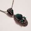Sterling Silver Marcasite Green Pin Cushion Shoe Pendant on Sterling Silver Chain
