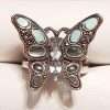 Sterling Silver Marcasite Blue Enamel Butterly Ring