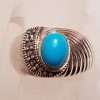 Sterling Silver Marcasite Blue Recon. Turquoise Wide Ring
