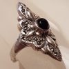 Sterling Silver Marcasite & Onyx Ornate Long Ring