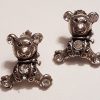 Sterling Silver Marcasite Large Teddy Bear Stud Earrings - Available in Purple or Clear