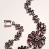 Sterling Silver Marcasite & Garnet Flower Cluster Bracelet