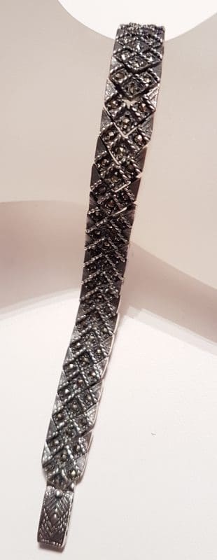 Sterling Silver Wide Marcasite Bracelet