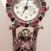 Sterling Silver Marcasite, Emerald, Ruby and Sapphire Watch