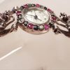 Sterling Silver Marcasite, Emerald, Ruby and Sapphire Watch
