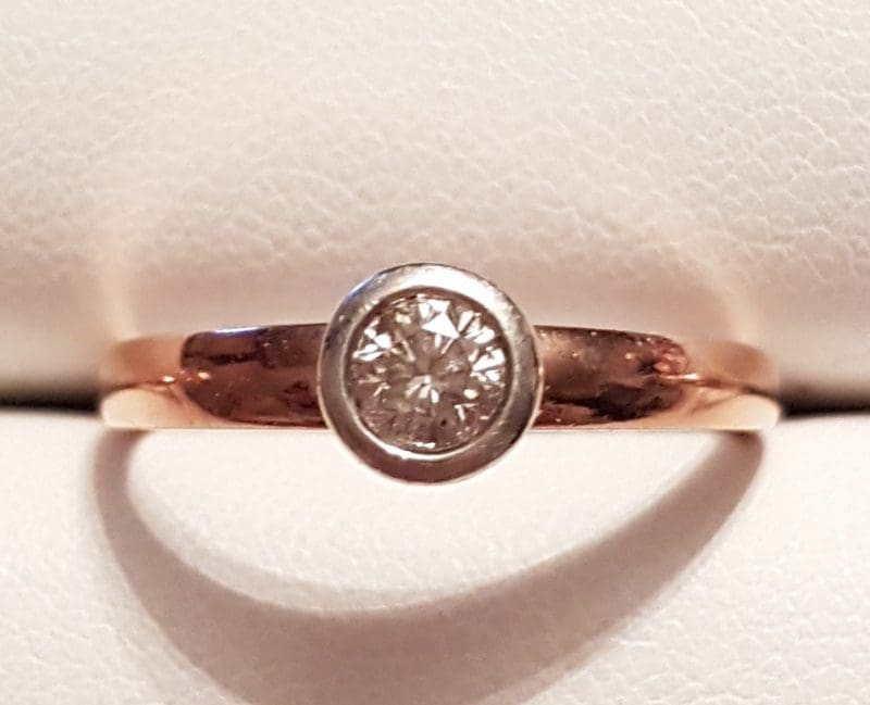 9ct Rose Gold and White Gold Bezel Set Diamond Solitaire Ring
