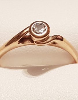 9ct Rose Gold Round Bezel Set Diamond Engagement Ring