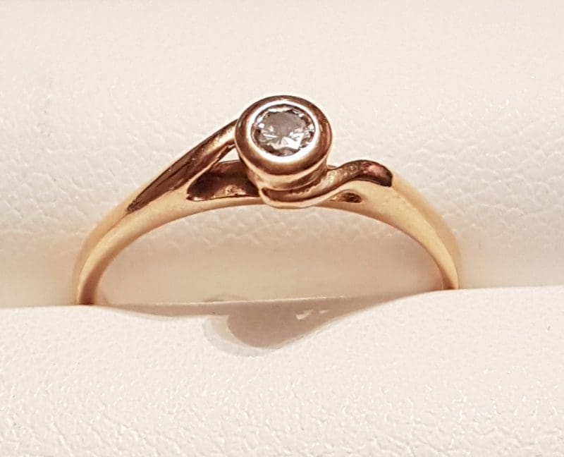 9ct Rose Gold Round Bezel Set Diamond Engagement Ring