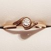 18ct Rose Gold Round Bezel Set Diamond Engagement Ring