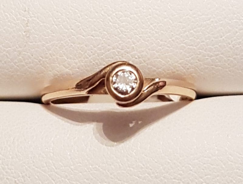 18ct Rose Gold Round Bezel Set Diamond Engagement Ring